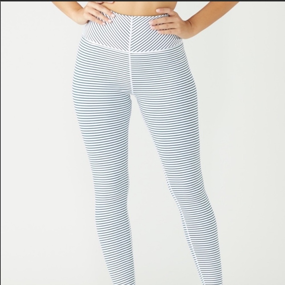GLYDER TRUE LEGGING WHITE/DARK TEAL STRIPES SIZE MEDIUM
